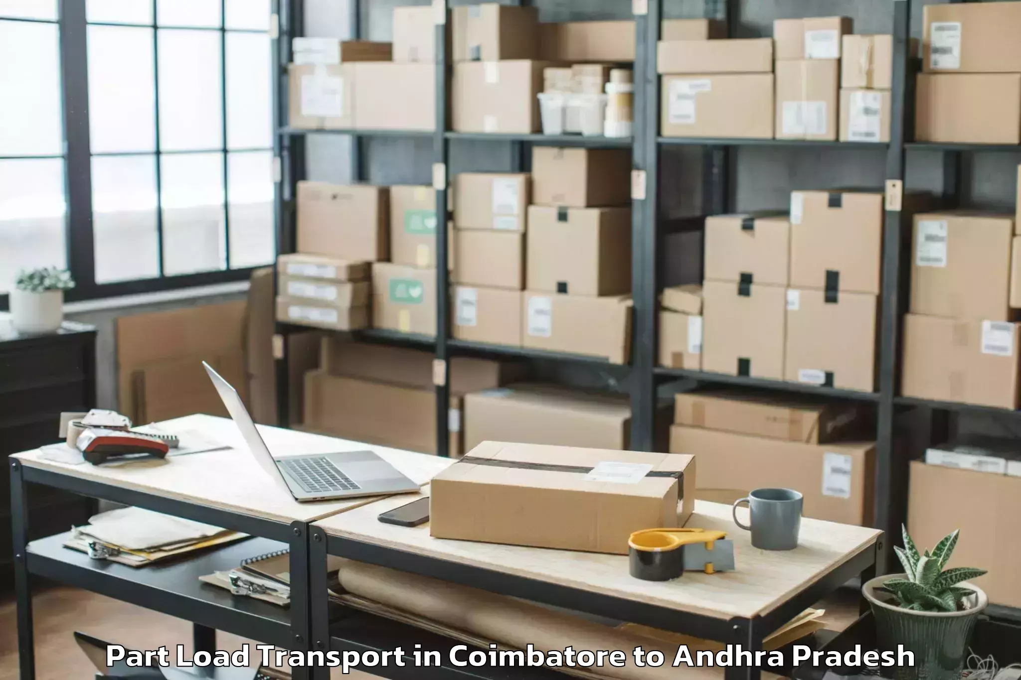 Affordable Coimbatore to Kakinada Port Part Load Transport